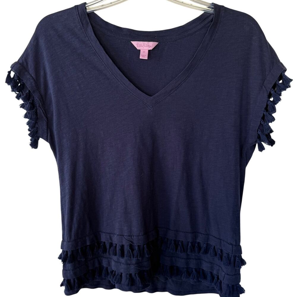 Lilly Pulitzer Navy Blue Tassel Top Size XS